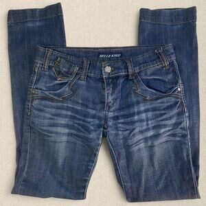 Y2K Hello Kiss Hip Hugger Jeans 32"  Western Grunge